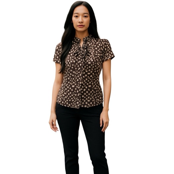 Plus Size, Lane Bryant Brown Polka Dot Blouse, Size 2X - Picture 1 of 7